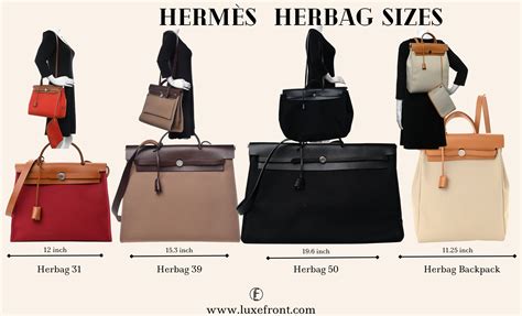 hermes herbag size chart.